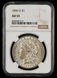 1896 O $1 NGC AU53