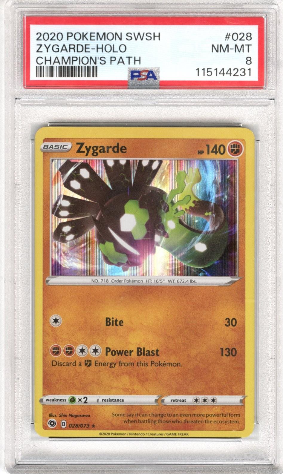 2020 Pokemon SWSH Champions Path Zygarde - Holo #028 PSA NM MT 8 