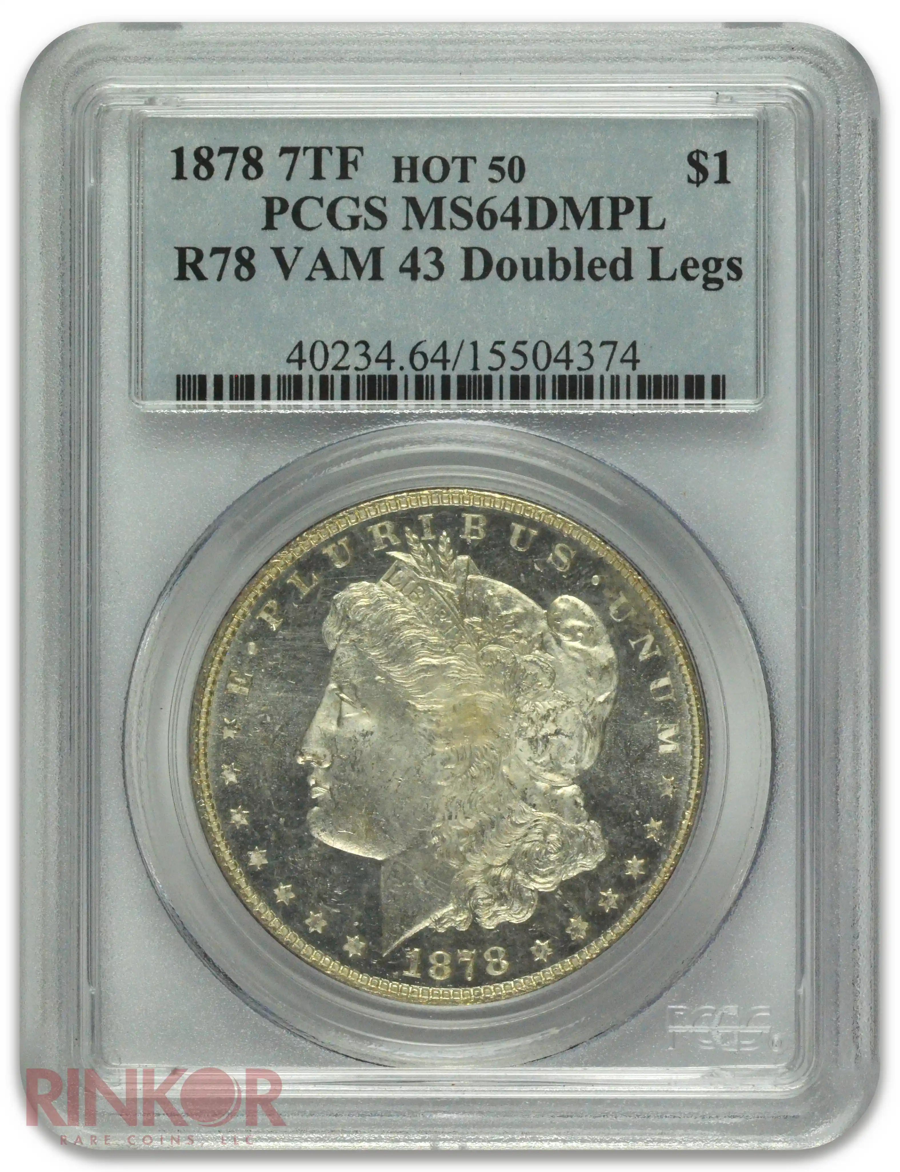 1878 7TF Reverse of 1878 $1 Morgan Dollar VAM 43 PCGS MS 64 DMPL