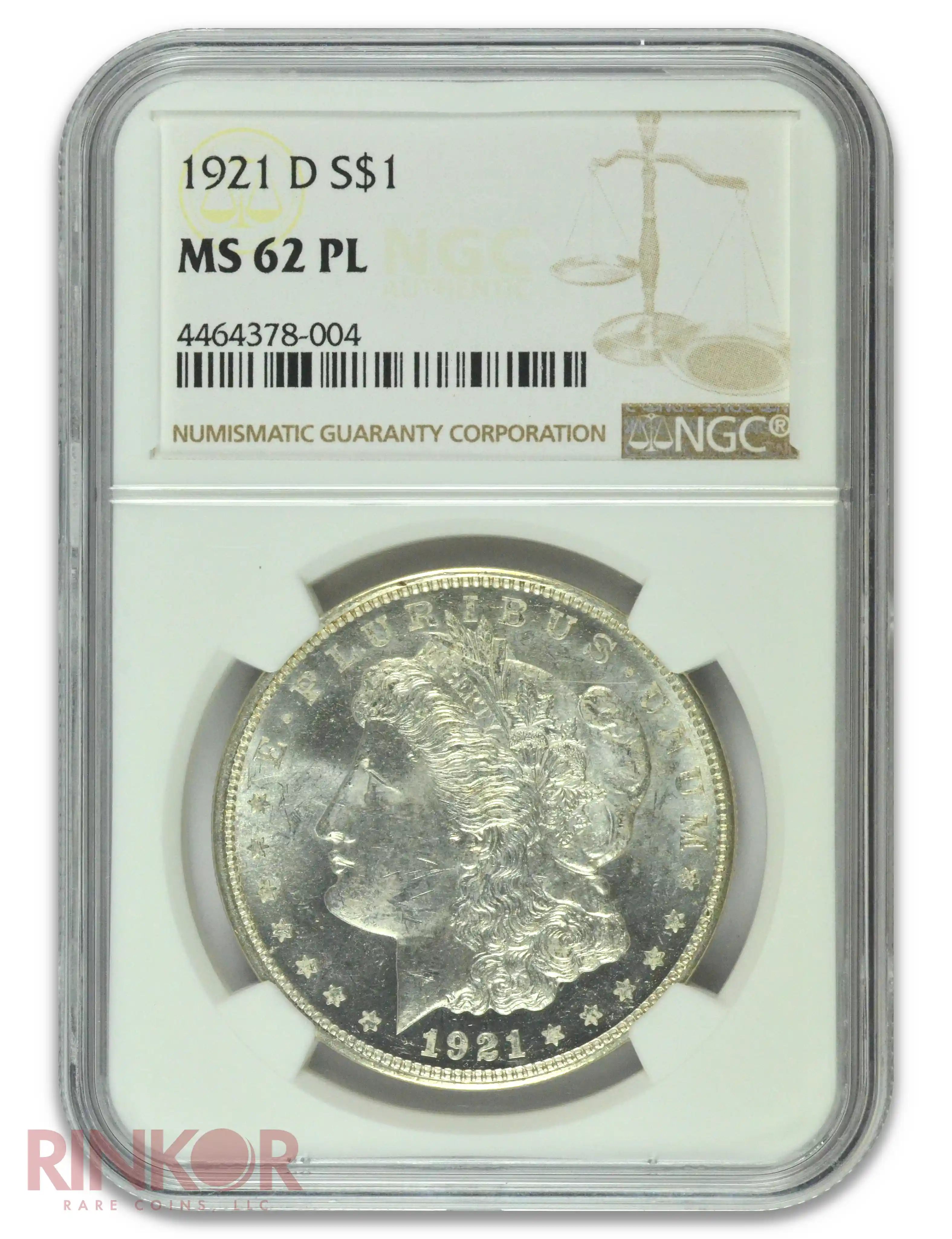 1921-D $1 NGC MS 62 PL