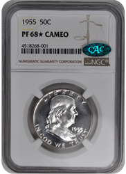 1955 Franklin Half Dollar NGC CAC (99) PF 68