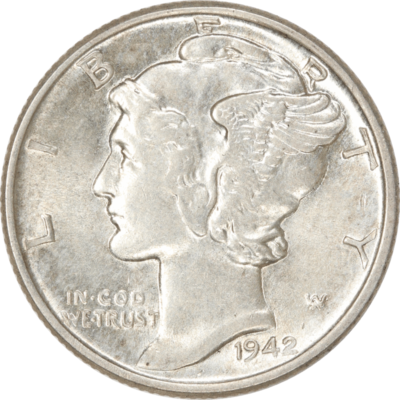1942 Mercury Dime 10c Choice Uncirculated - Nice Original Coin 
