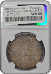 1887  Morgan Dollar NGC MS 62