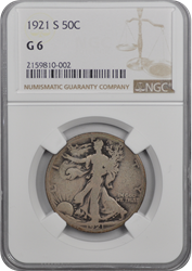 1921 S Walking Liberty Half Dollar NGC G-06