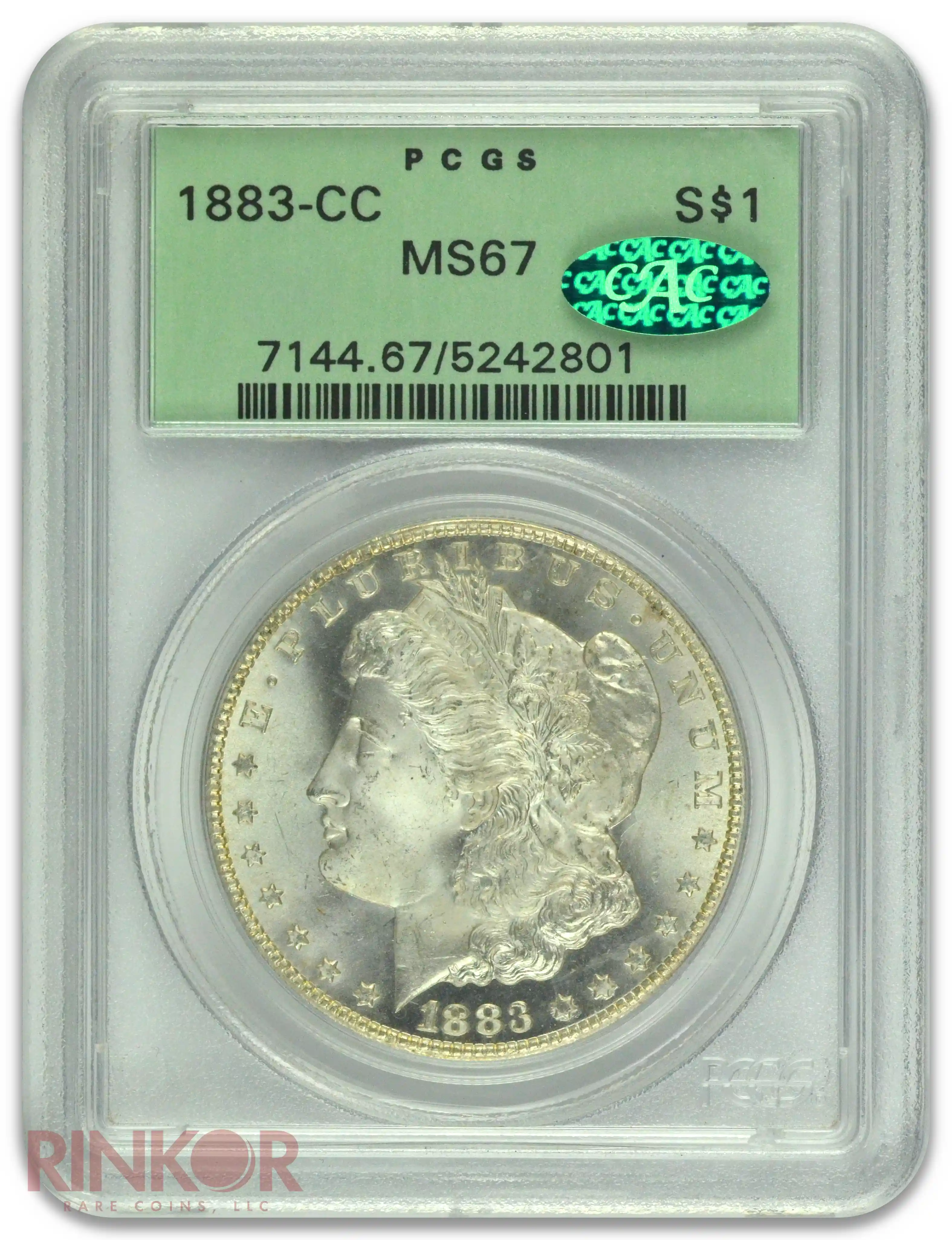 1883-CC $1 Morgan Dollar PCGS MS 67 CAC