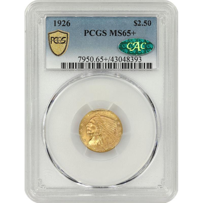 1926 Indian Head $2.50 Gold  Half Eagle PCGS CAC  MS65+
