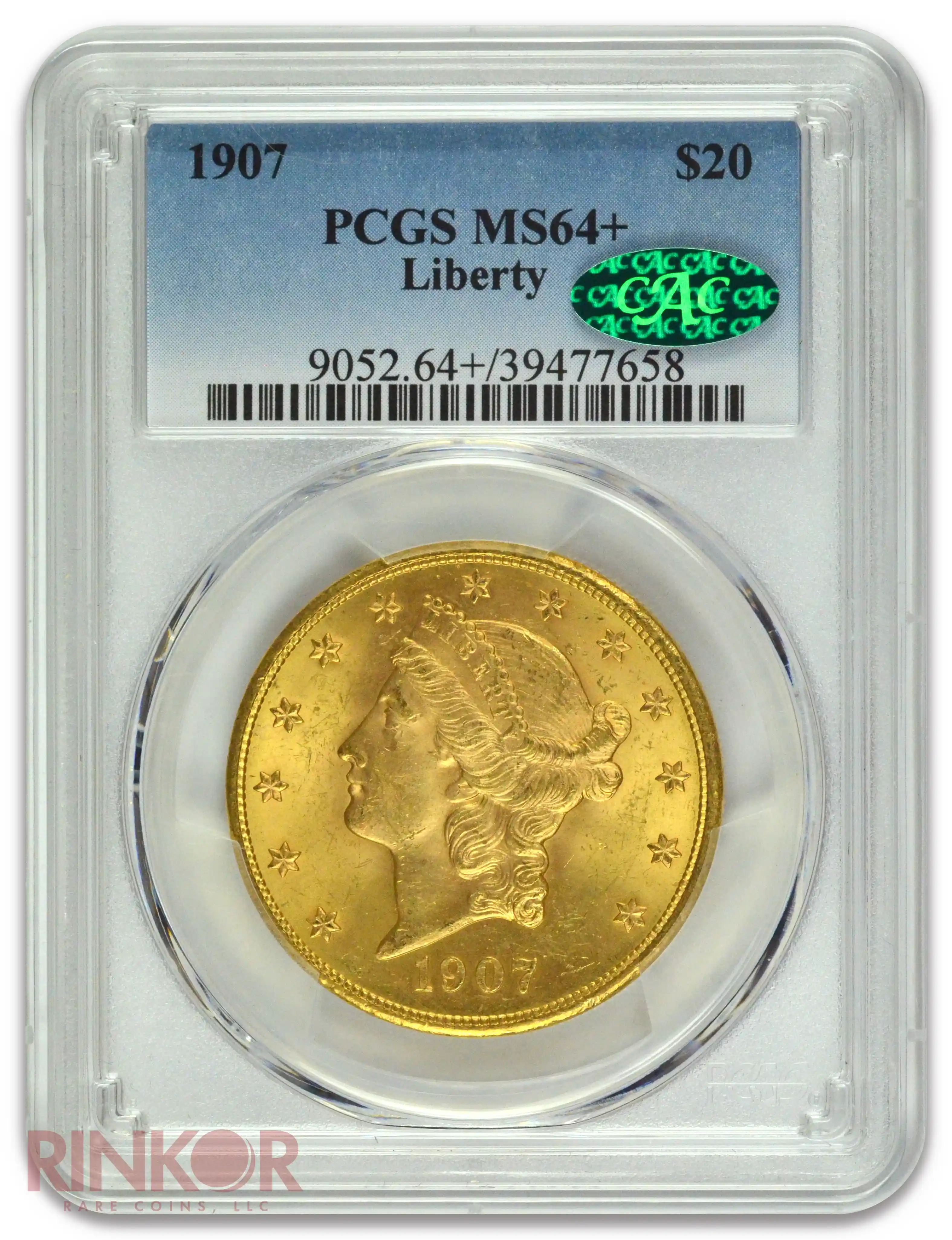 1907 Liberty Head $20 PCGS MS 64+ CAC