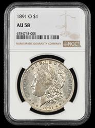 1891 O $1 NGC  AU58