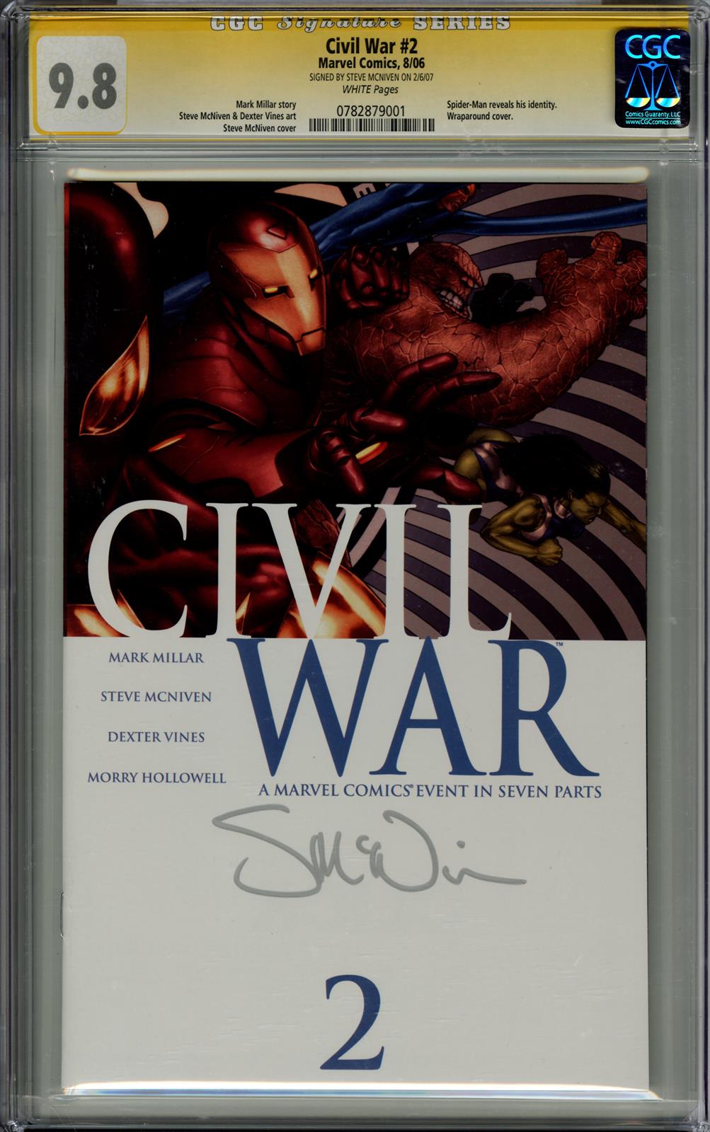 Civil War #2 CGC Signature Series 9.8 (Marvel, 2006) Signed by Steve Mcniven 