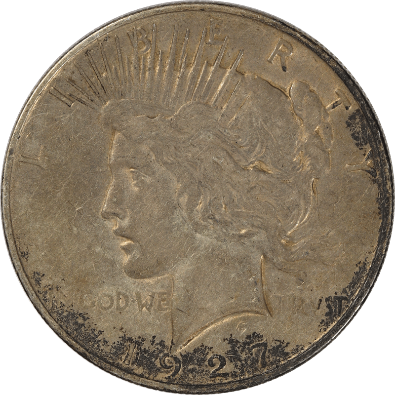 1927-D Peace Silver Dollar $1, Circulated, About Uncirculated