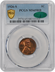 1926-S Lincoln PCGS CAC RB 65