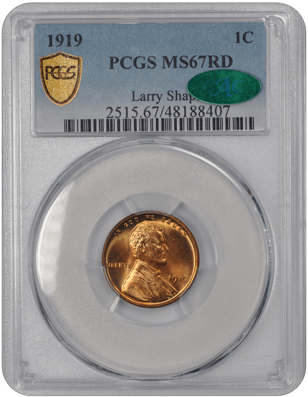 1919 Lincoln Wheat PCGS CAC RD 67 