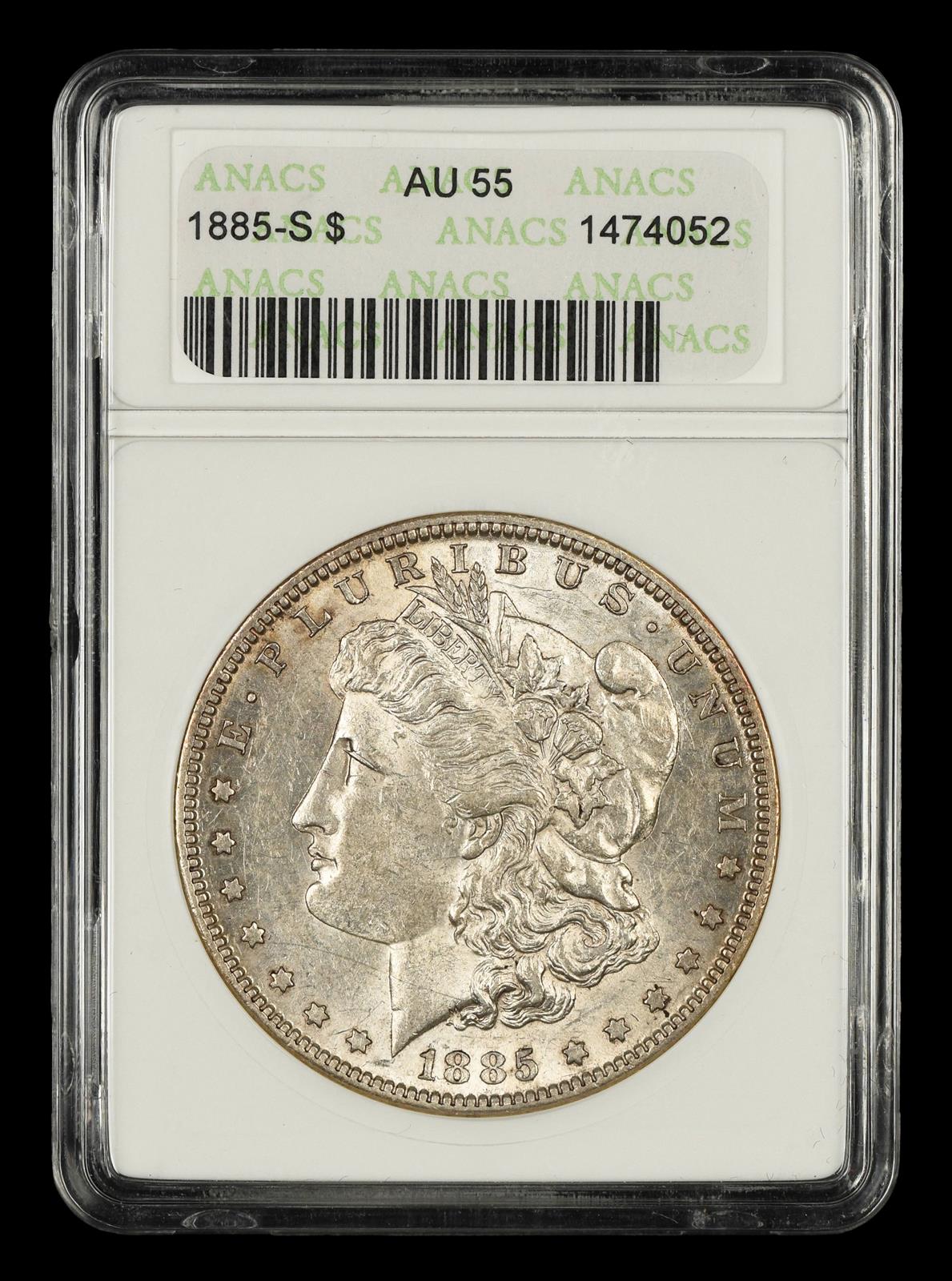 1885 S $1 ANACS AU55