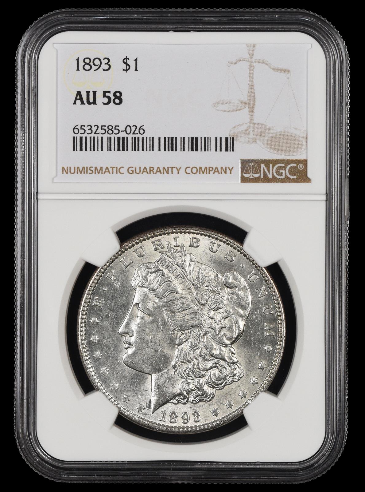 1893 $1 NGC AU-58