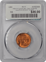 1952-D 1C Lincoln Cent - Type 1 Wheat Reverse PCGS RD #3461-18 MS66
