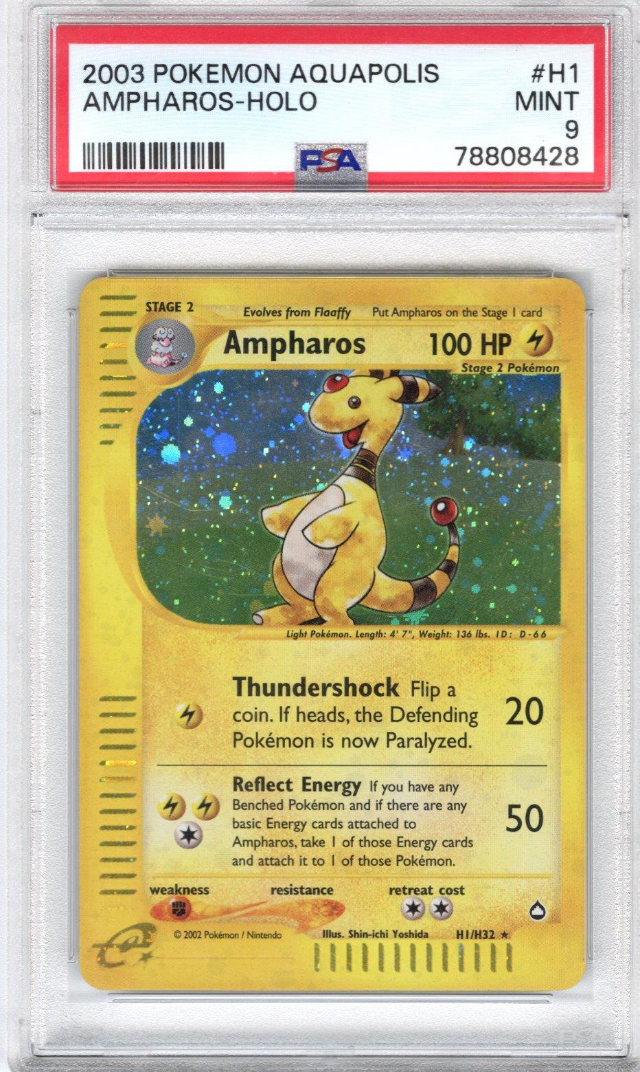 2003 Pokemon Aquapolis Ampharos Holo PSA Mint 9