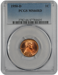 1950-D Lincoln PCGS RD 66