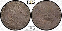 1841-GO PJ Mexico 8 Reales PCGS AU50 