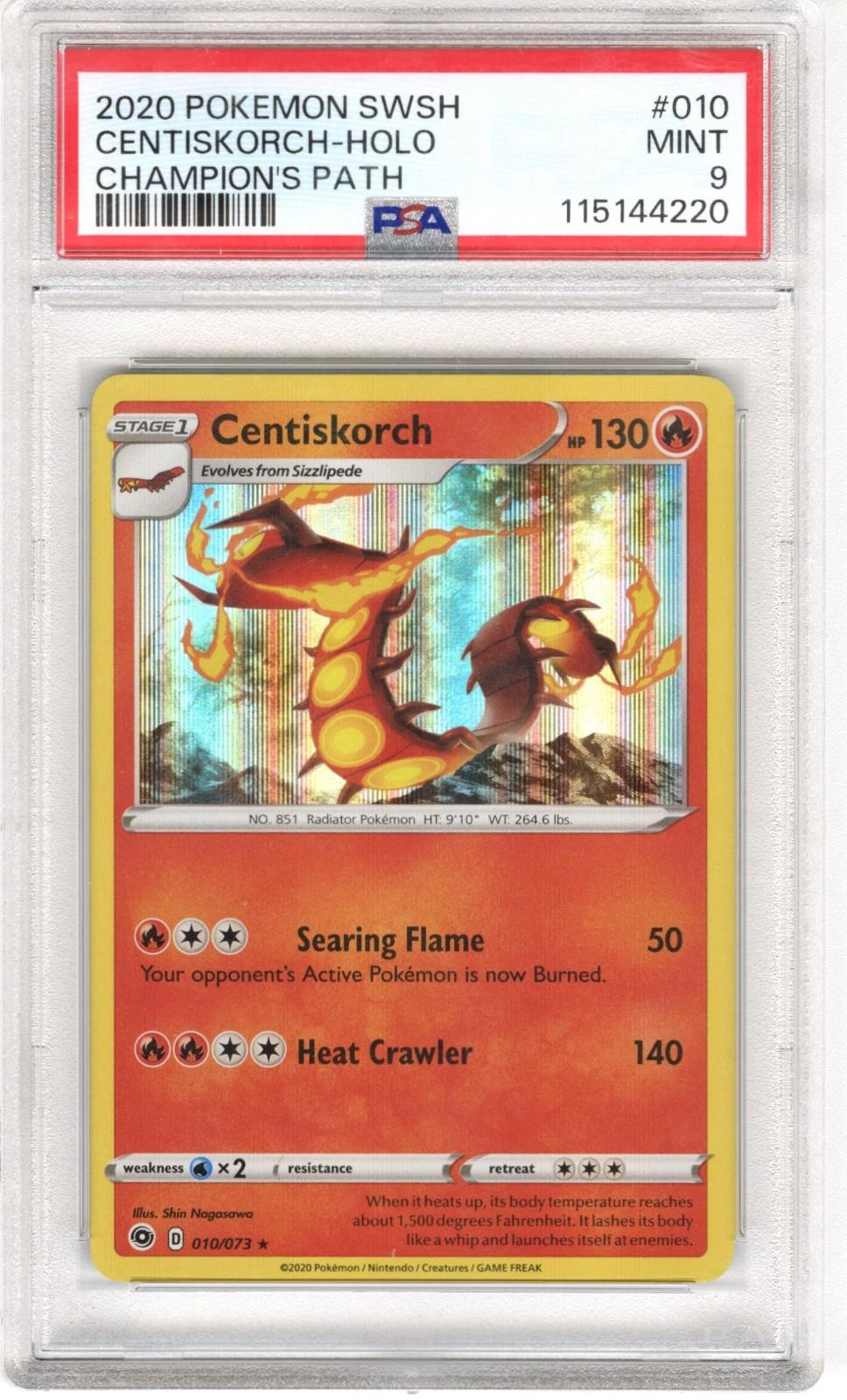 2020 Pokemon SWSH Champions Path Centiskorch Holo #010 PSA MINT 9 