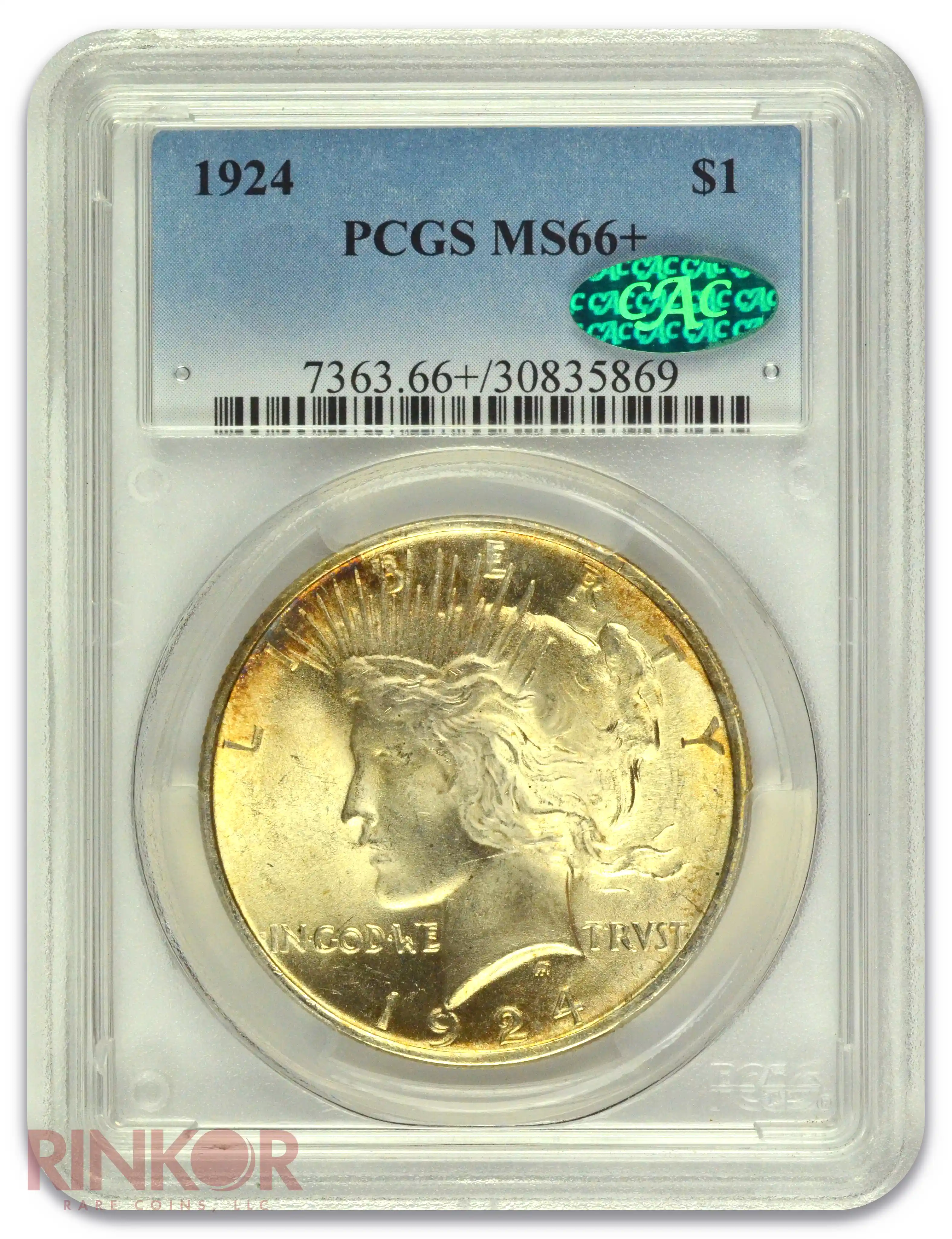 1924 $1 Peace Dollar PCGS MS 66+ CAC