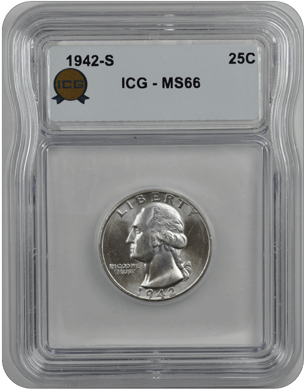 1942-S Quarter  ICG  MS66