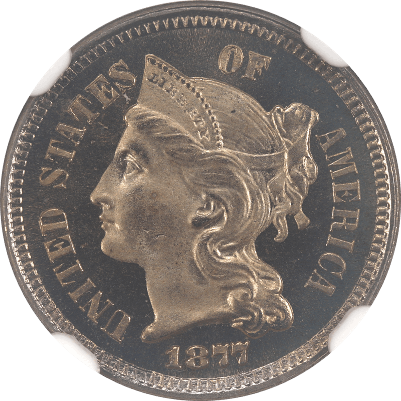 1877 Three Cent Nickel 3CN NGC PF 67 CAMEO - Nice Original Coin