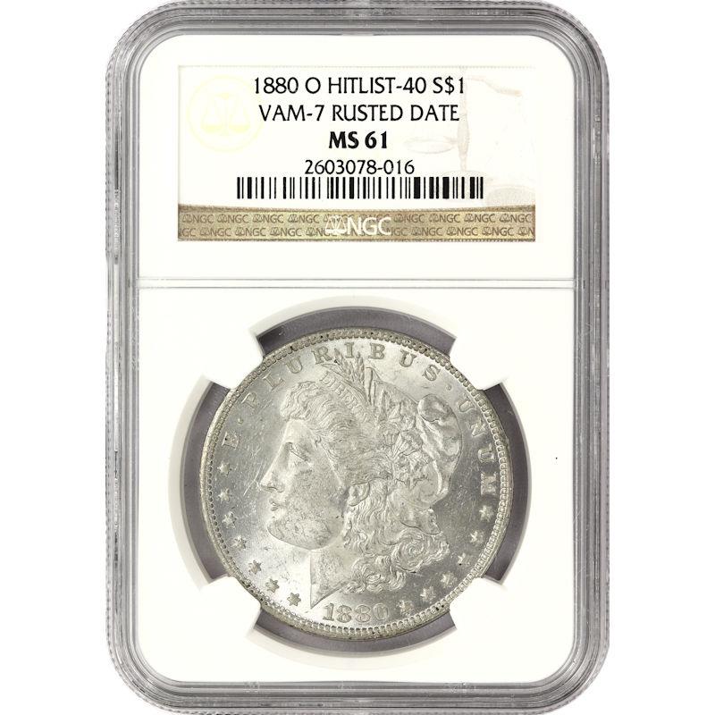 1880-O $1 Morgan Silver Dollar - NGC MS61 - VAM-7 "Rusted Date"