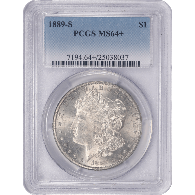 1889-S Morgan Silver Dollar, PCGS MS64+  - Lustrous