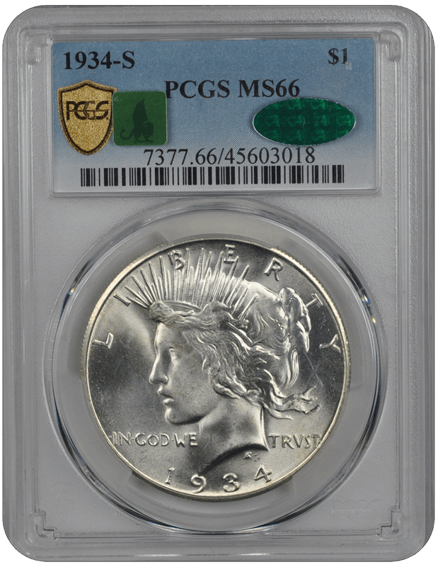 1934-S Peace PCGS CAC MS 66