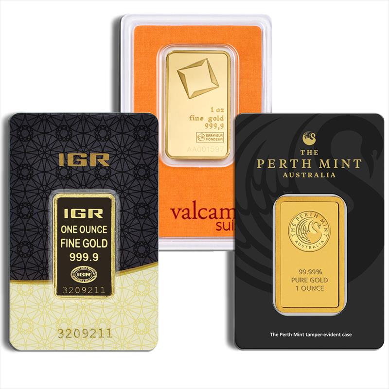 1 oz Gold Bar - Brand Varies .9999 (Carded)