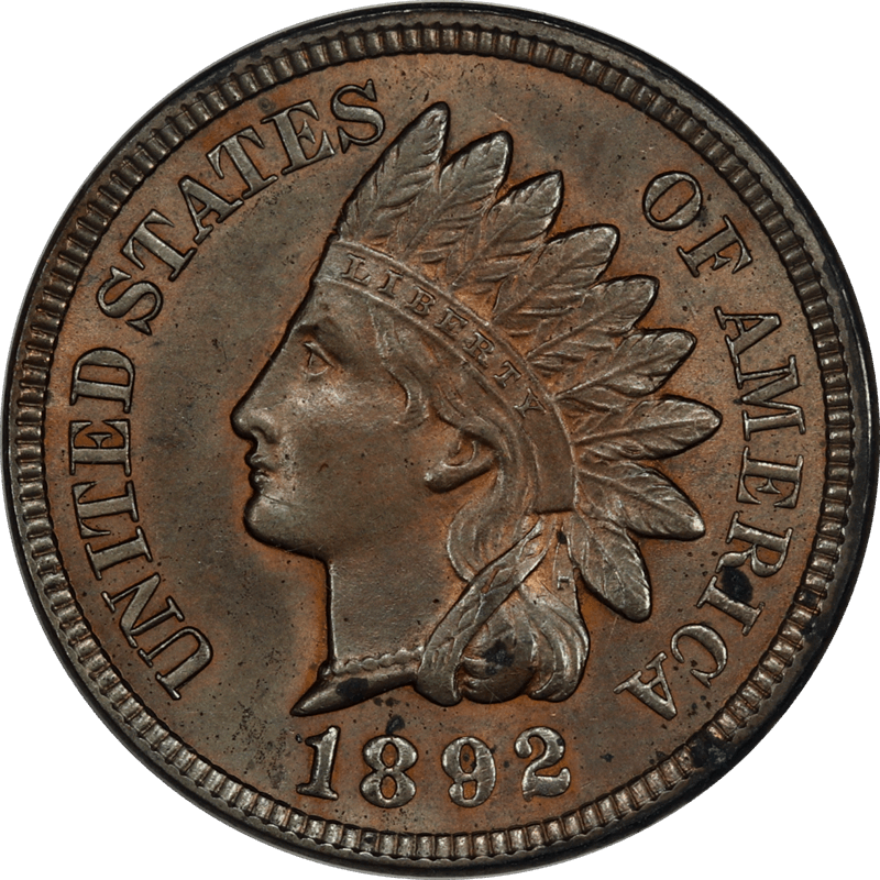 1892 Indian Cent  Select Uncirculated Red Brown