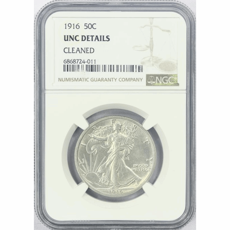 1916 50c Walking Liberty Half Dollar - NGC UNC Details