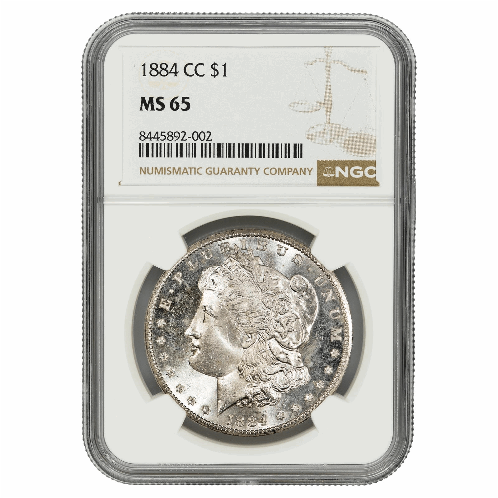 1884-CC Morgan Silver Dollar $1 NGC MS 65