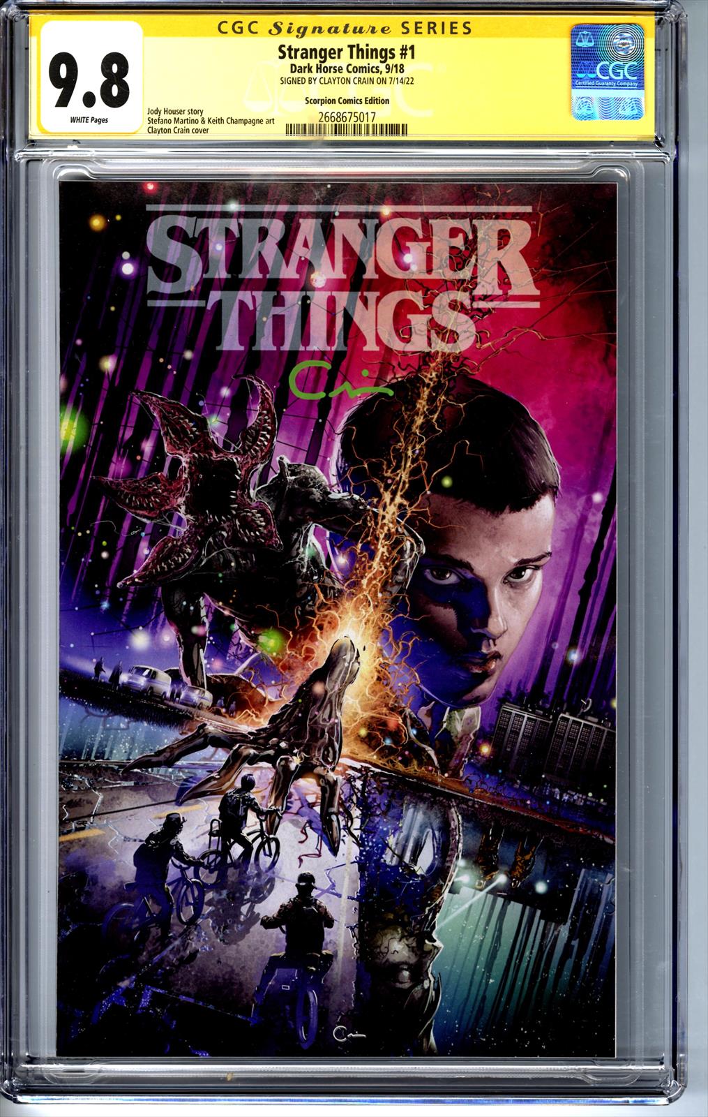 Stranger Things #1 Dark Horse Comics 9/18 Signed by Clayton Crain CGC Signature Series 9.8