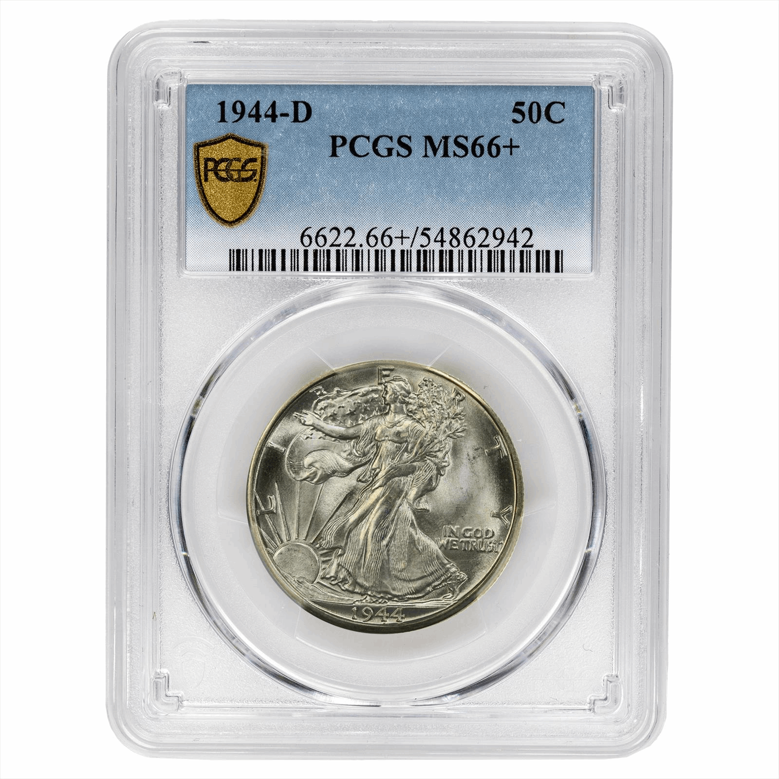 1944-D Walking Liberty Half Dollar 50C PCGS MS 66+