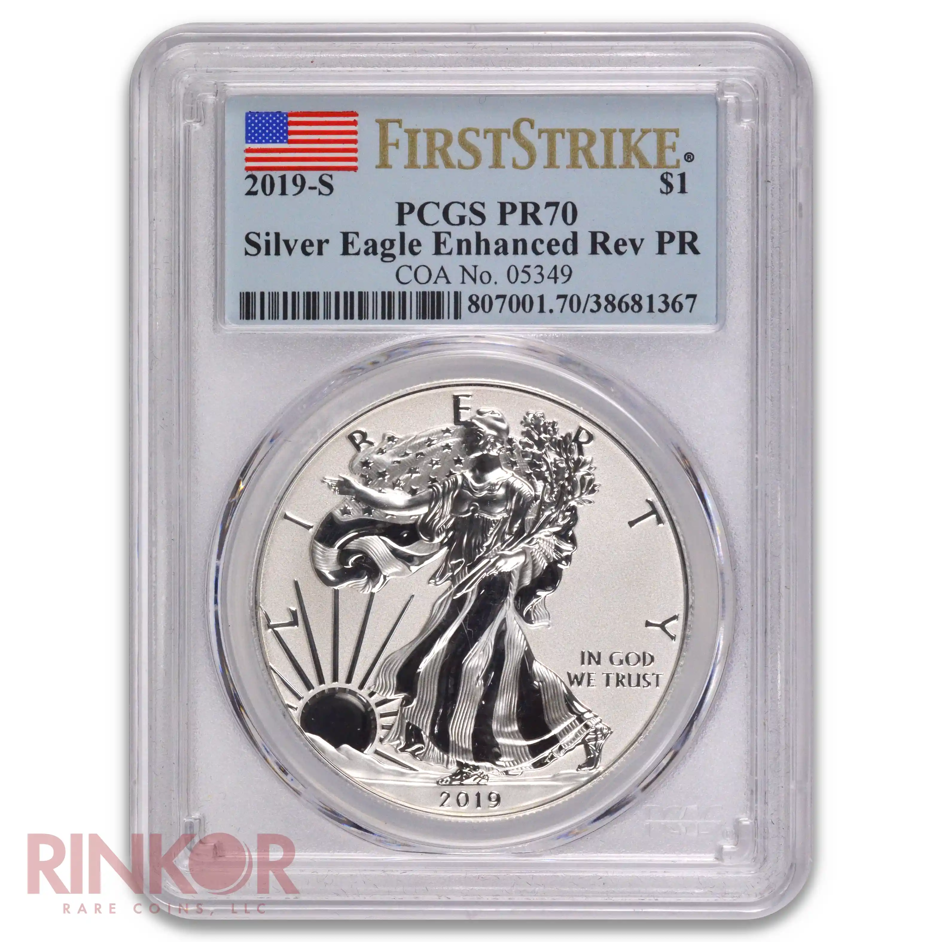 2019-S Enhanced Reverse Proof 1oz Silver Eagle First Strike PCGS PR 70