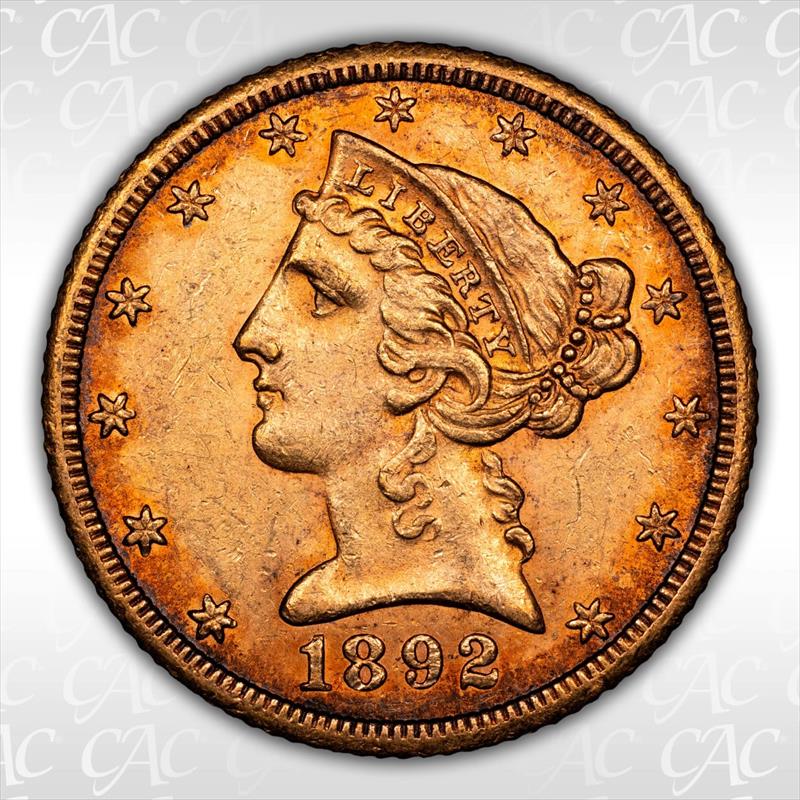1892-CC $5 CACG MS 60 