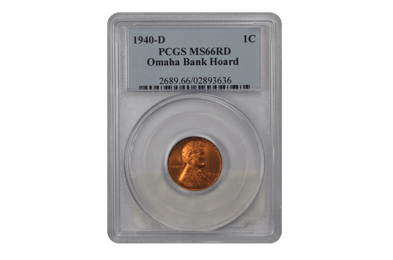 1940-D 1C Lincoln Cent - Type 1 Wheat Reverse PCGS RD #3688-7 MS66