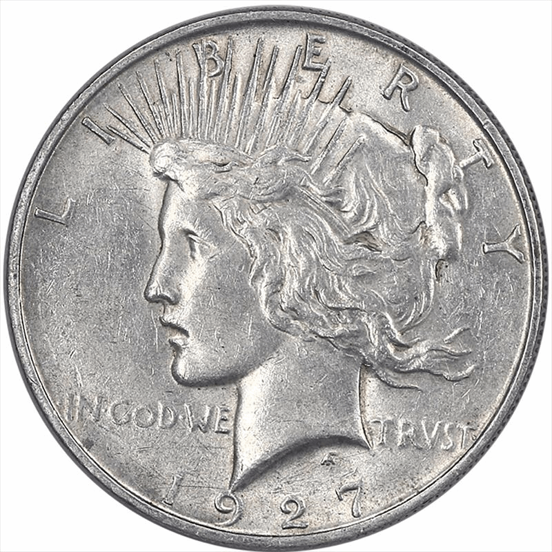 1927-D Peace Silver Dollar $1 Circulated, Almost Uncirculated - White
