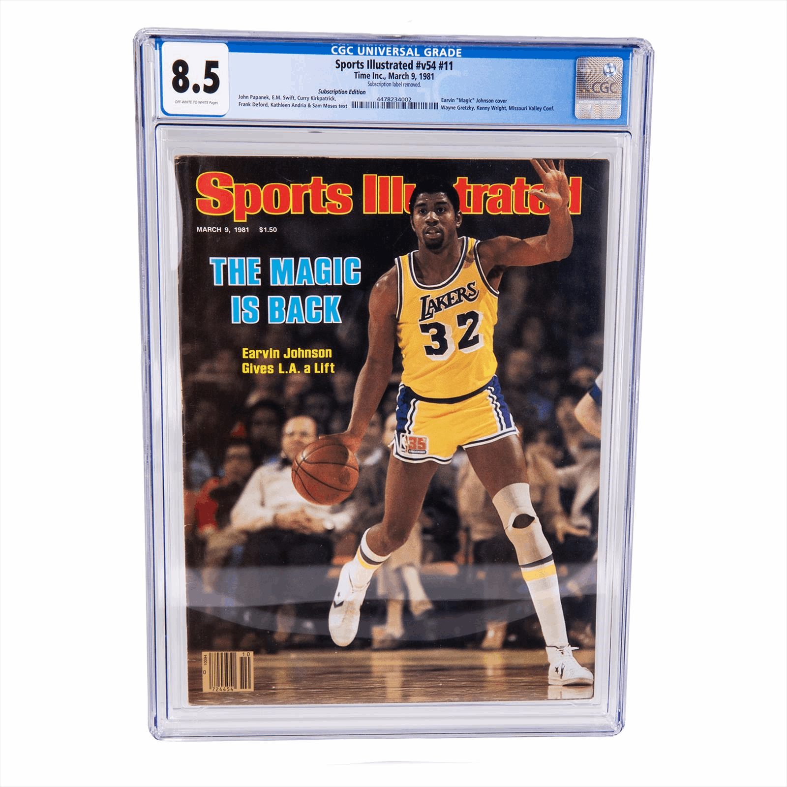 March 9th, 1981 Sports Illustrated Magic Johnson Magazine CGC 8.5