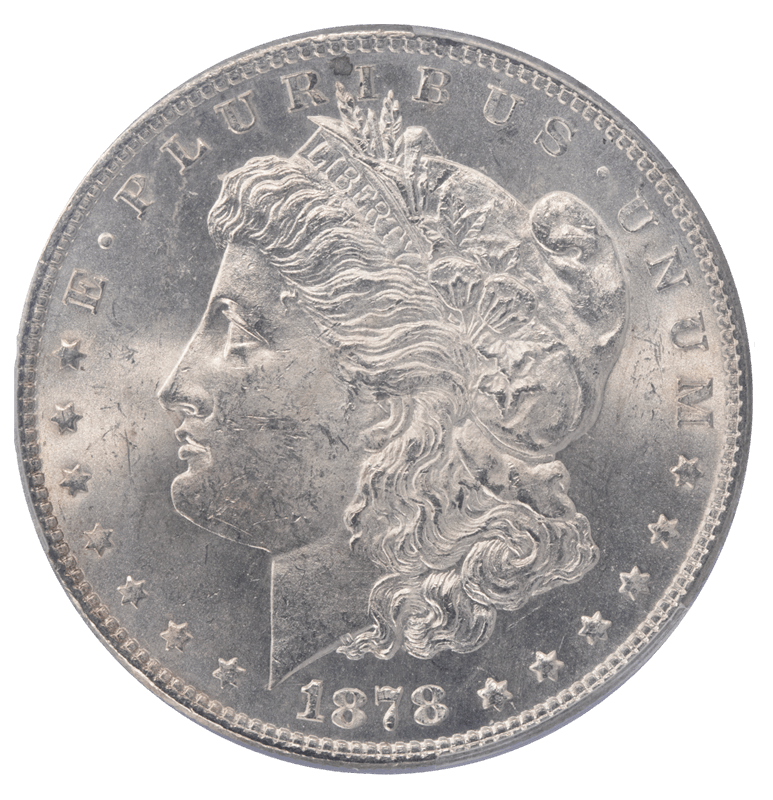 1878 7TF  Reverse of 1878 Morgan Silver Dollar, PCGS MS 64 CAC - Nice White Coin