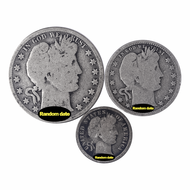Barber Set Includes the Dime, Quarter, and Half Dollar Good or Better 