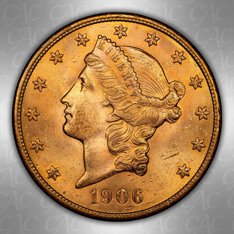 1906-S $20 CACG MS 64