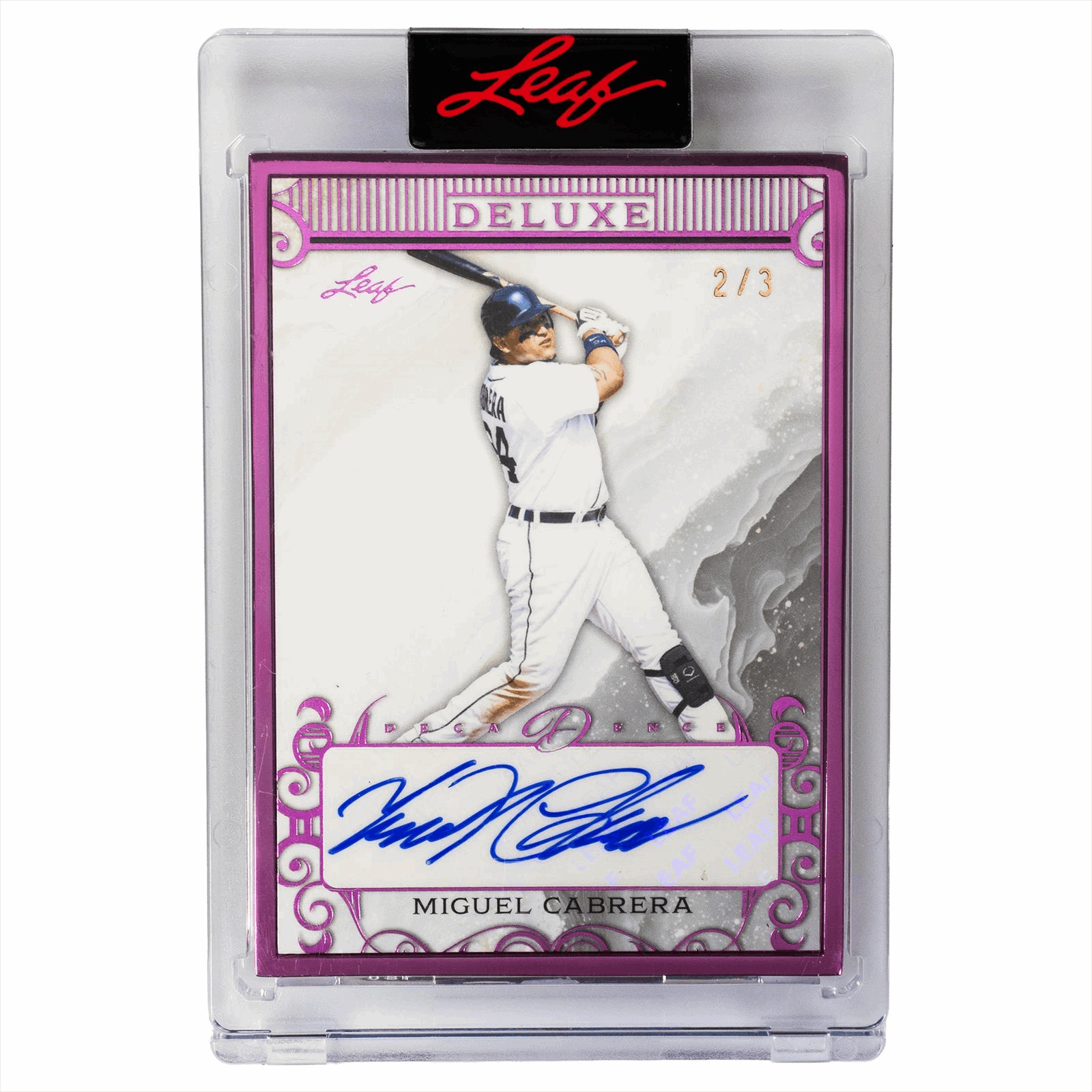 2026 Leaf Decadence Deluxe Miguel Cabrera Decadence Autographs #DMG1 Pink Refractor Auto /3 