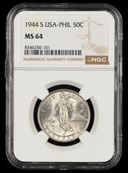1944 S Philippines 50 Centavos NGC MS64