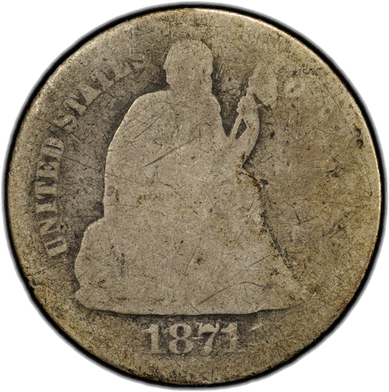 1871-CC 10C PCGS FR02 CAC