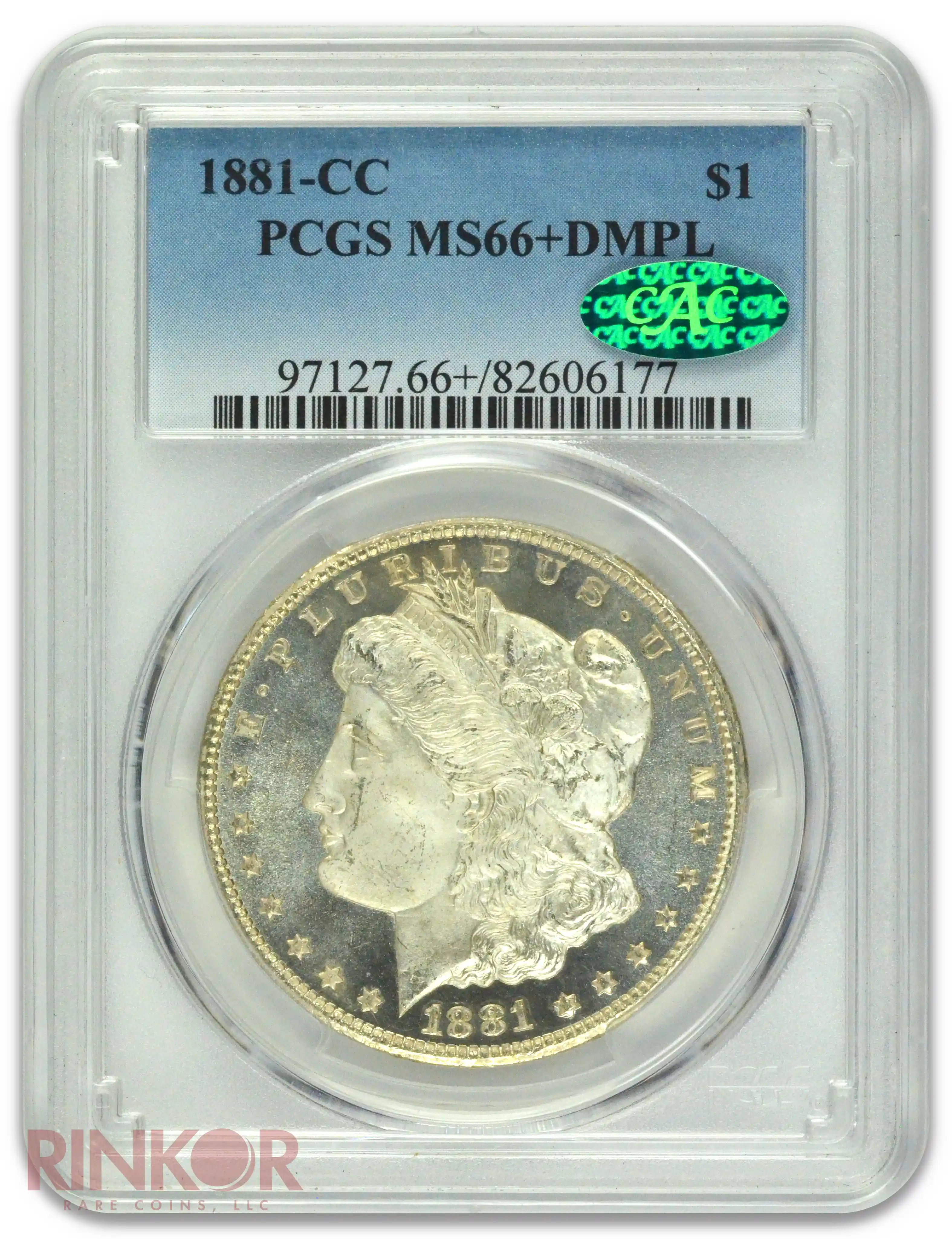 1881-CC $1 Morgan Dollar PCGS MS 66+ DMPL CAC