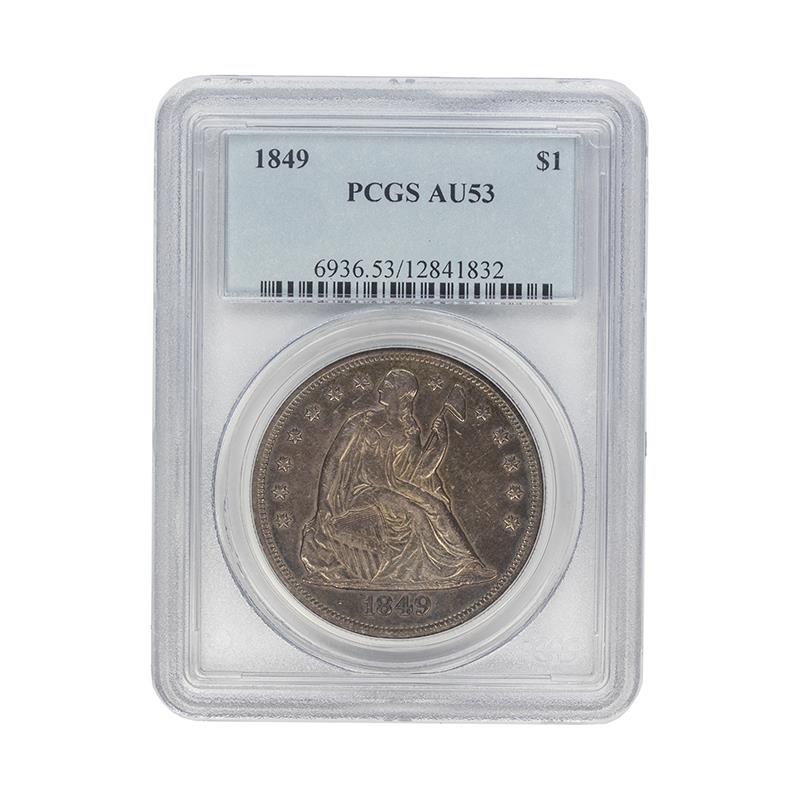 1849 Seated Liberty Silver Dollar No Motto $1, PCGS AU53 - Nice Original Appearance