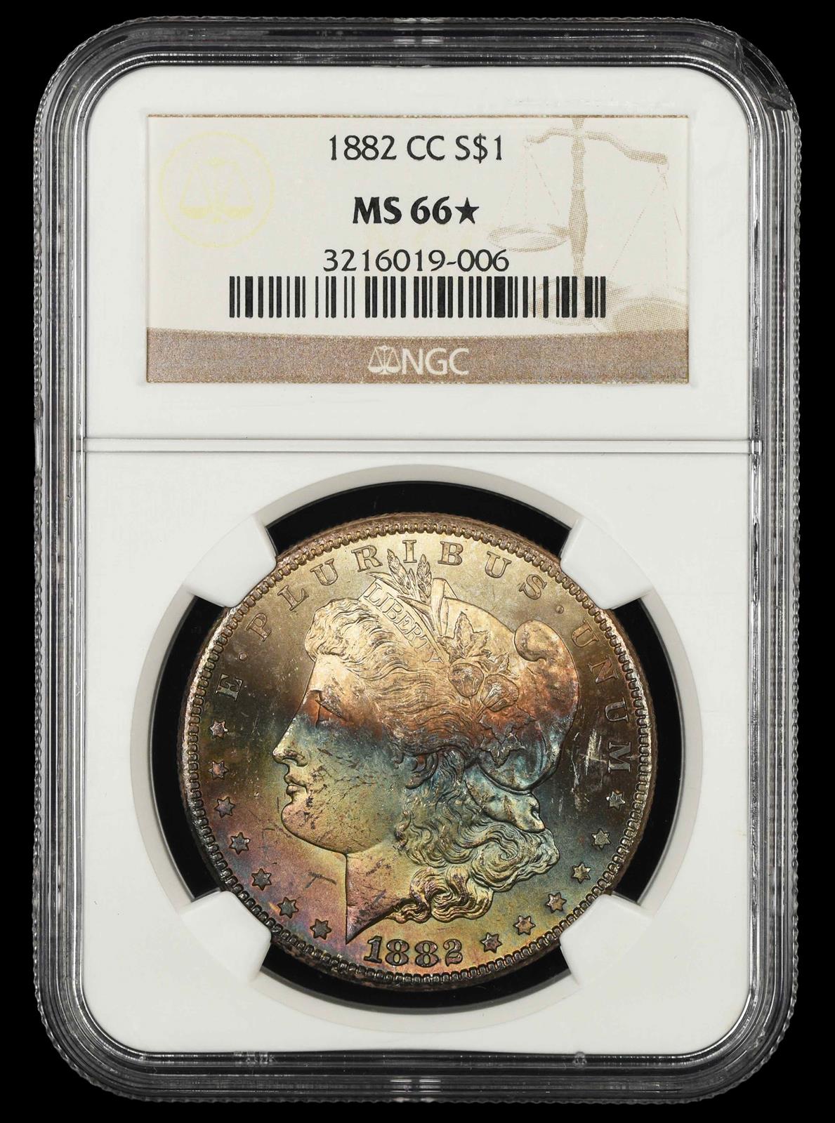 1882 CC $1 Attractively Toned NGC MS 66 *