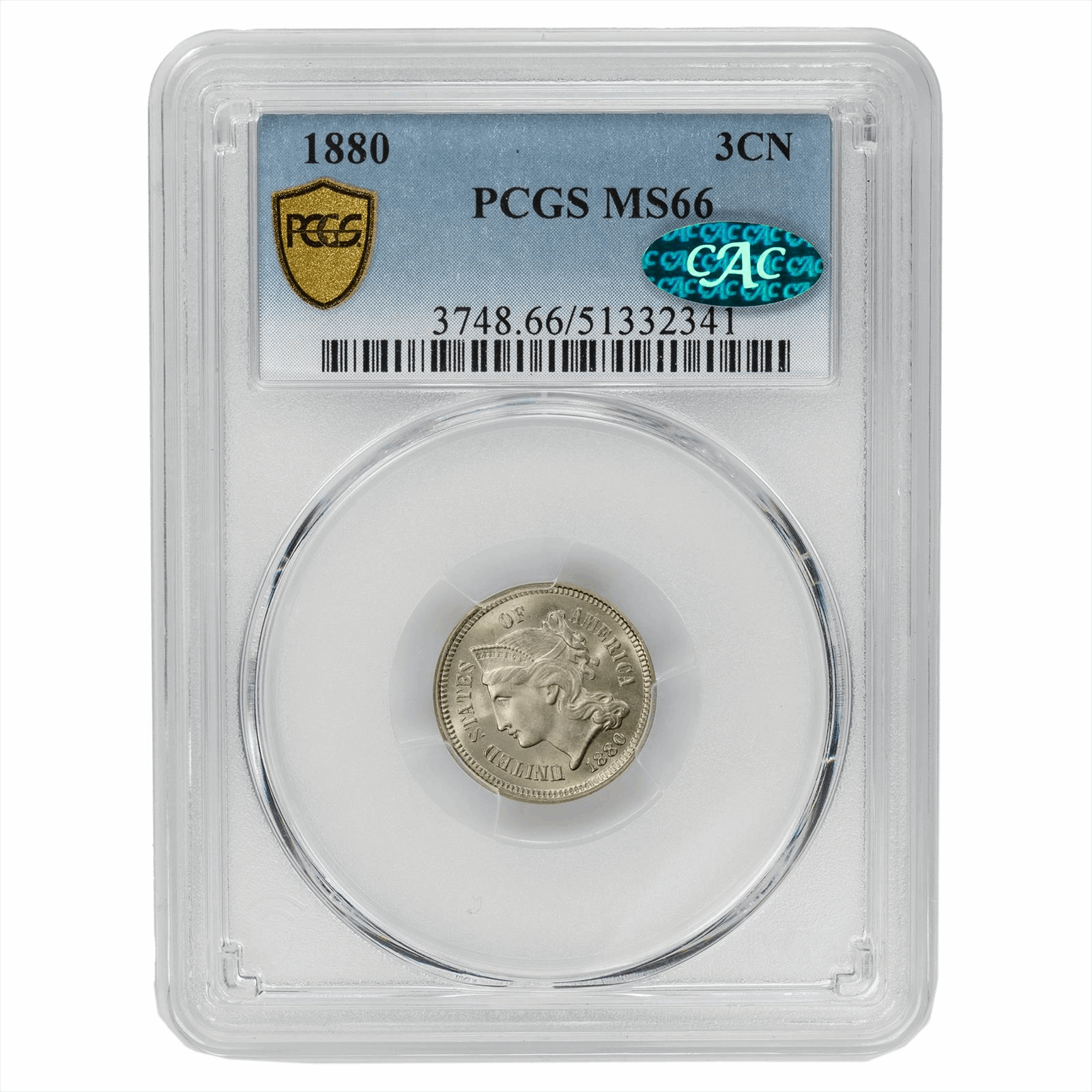 1880 3CN Nickel PCGS CAC MS 66